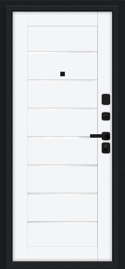 Входная дверь Техно/SBlack Букле черное/White Silk BR6200